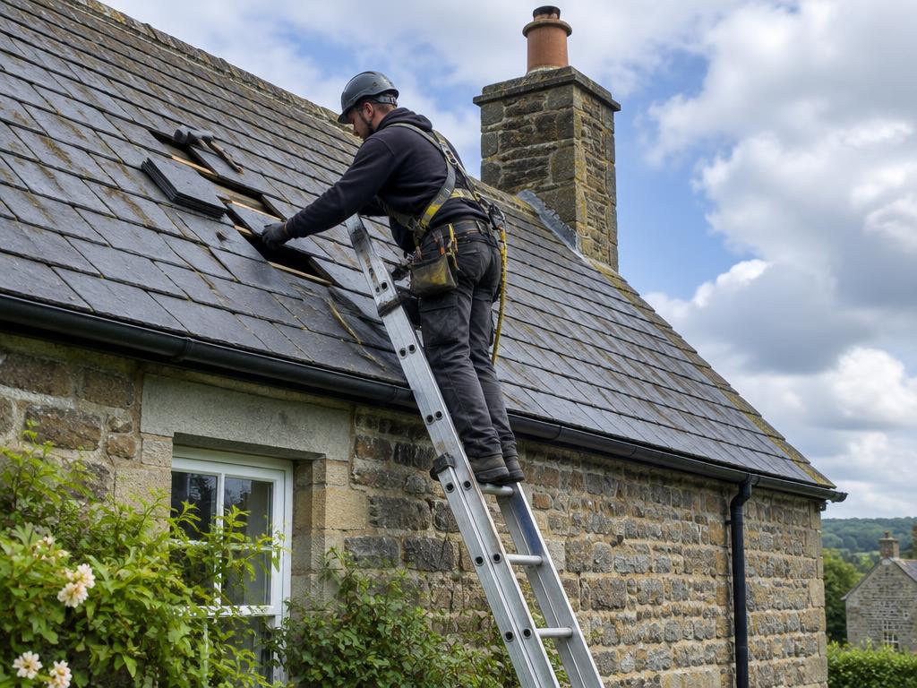 Replacing slates on a stone cottage roof
